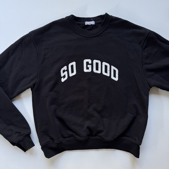 Good American Tops - GOOD AMERICAN‎ "So Good" Pullover Sweatshirt Womens 1/Small Black Heavyweight